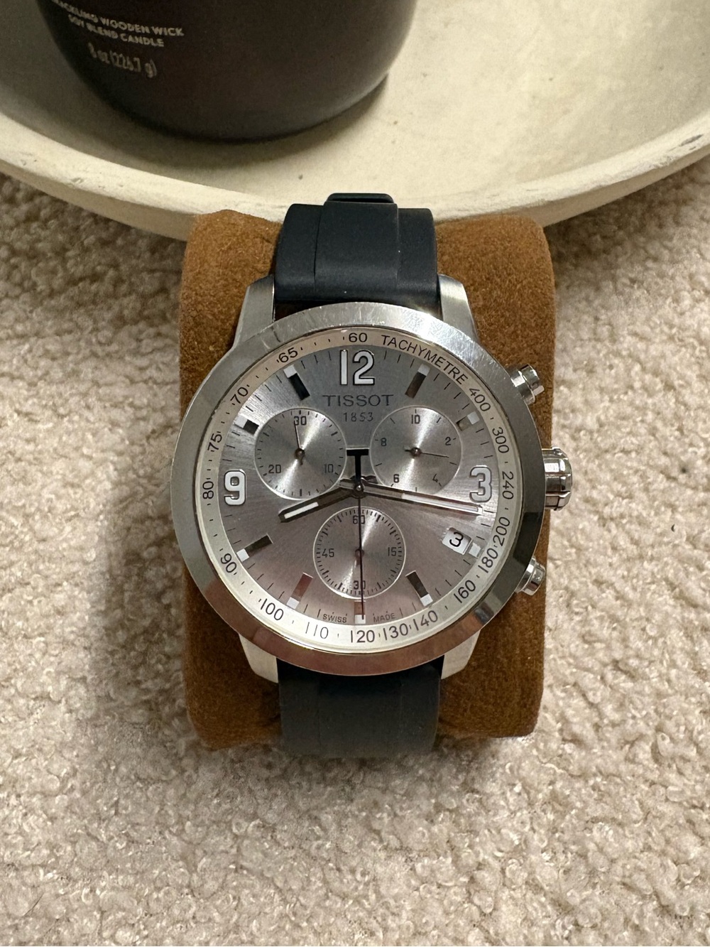 Tissot T055417A Silver Dial Chronograph Watch with Black Strap